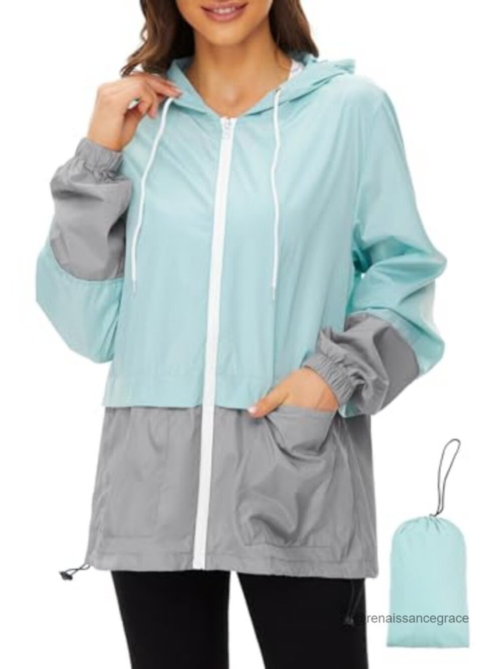 Zando Packable Waterproof Rain Jacket Hooded Lightweight Travel